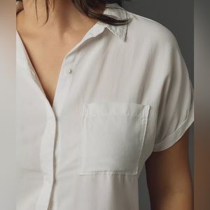 Anthropologie Cloth & Stone Breezy Button Down White Short Sleeve